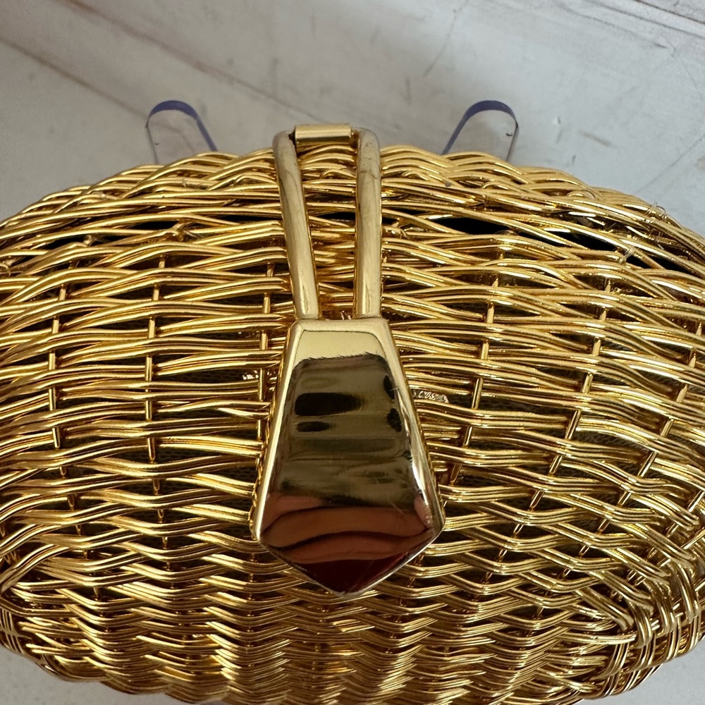 RARE Vintage Rodo Woven Metallic Gold Clutch/Crossbody Bag - Picture 3 of 7